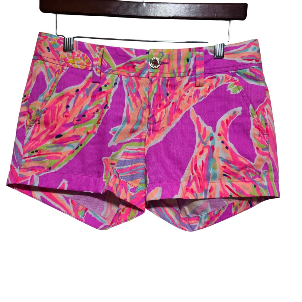 Lilly Pulitzer Callahan Shorts Pink Tropical Floral Cotton Dobby Womens Size 0 - Picture 2 of 14